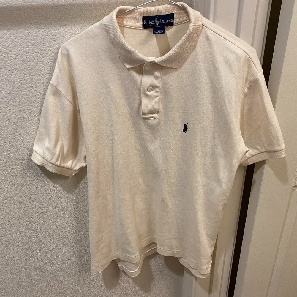 Polo by Ralph Lauren Cream Short Sleeve Polo with Navy Logo